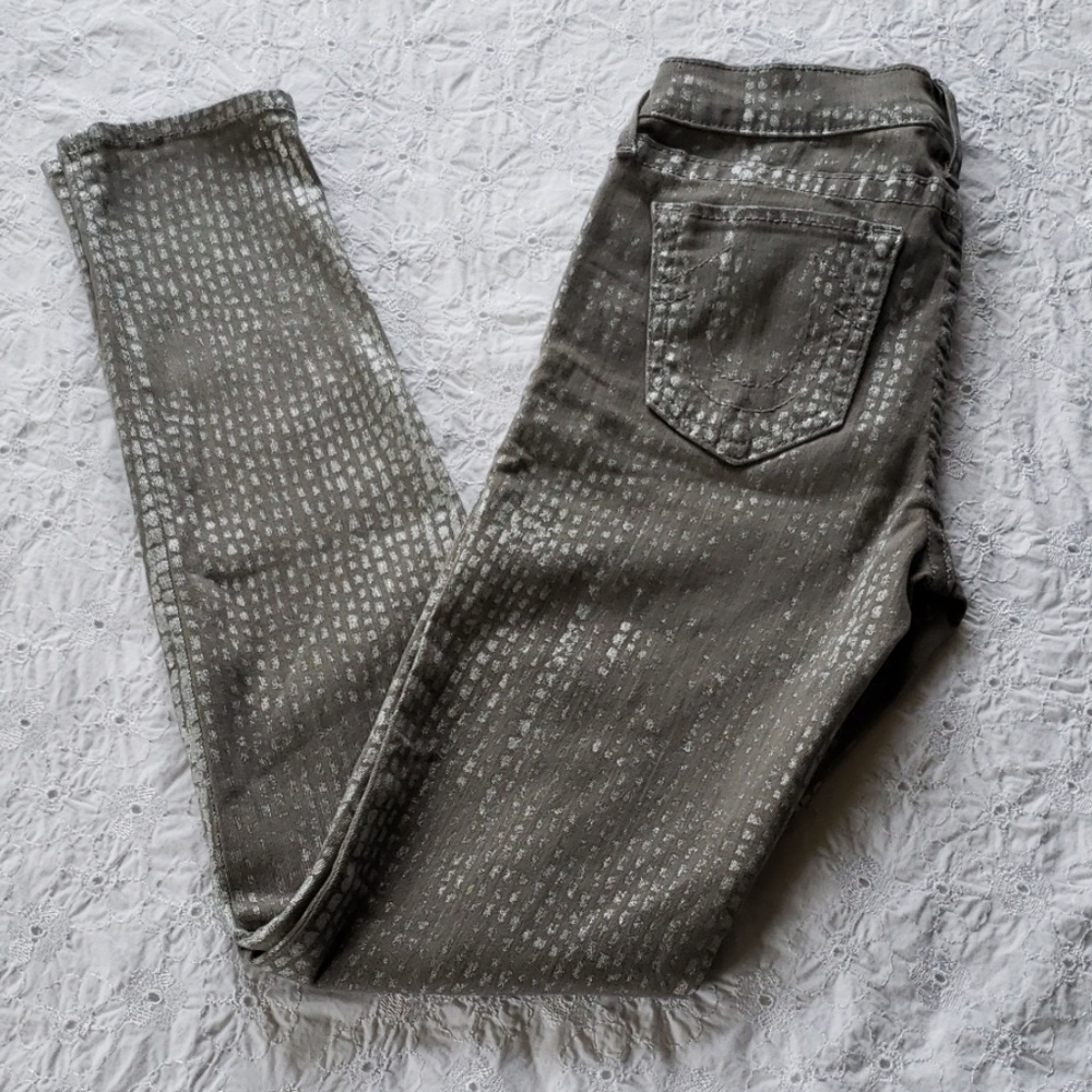 True Religion Chrissy skinny stretch jeans 27 gray silver
